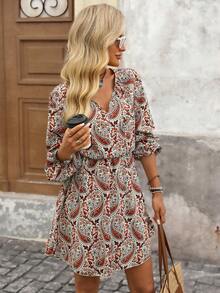 Brillora Váy ngắn tay dài in họa tiết khoét lỗ thông hơi dành cho nữ đi nghỉ mát - Nhiều màu - Xem 6