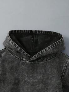 男童牛仔套装！连帽牛仔卫衣，简约而不失个性，内衬保暖，实用胸袋设计，方便叠穿。搭配同款牛仔裤，裤脚毛边细节，尽显个性。灰色梭织牛仔面料，百搭实用，无论是休闲外出还是上学穿着，都能让您的孩子脱颖而出！全新秋季系列 - 灰色 - 查看 9