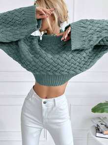 EURMUSE Women Solid Color Sweater, Fashionable For Autumn/Winter - Mint Green - View 4