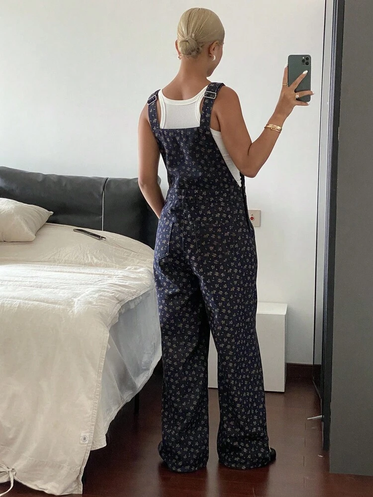 Women's Casual Loose Denim Strap Jumpsuit And Bib Pants, Summer Overalls Vacation Outfits Women Easter Boho