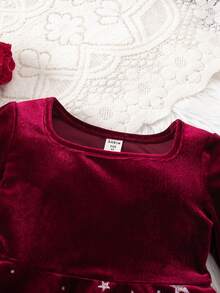 Young Girl Elegant & Cute Black Plaid Knit Long Sleeve Dress - Black - View 5