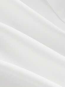 SHEIN MOD Plus Size Tie Neck Cinching Waist Collared Shirt - White - View 3