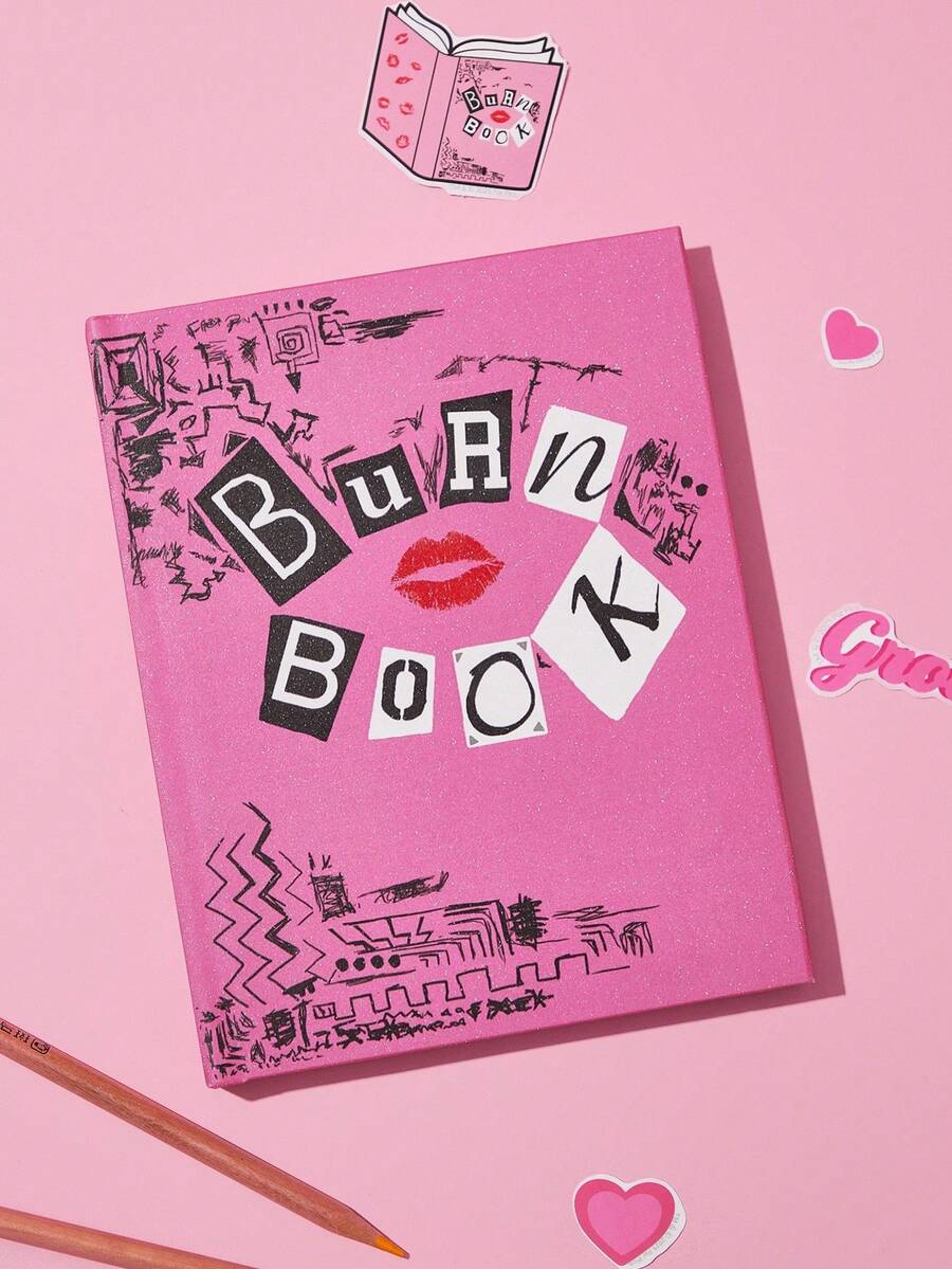 Mean Girls X SHEIN Quaderno con copertina glitterata da 96 pagine, quaderno, regalo creativo ed elegante