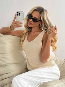 Easowa Women's Twist Back Sleeveless Knit Crop Top, Fashionable And Breezy