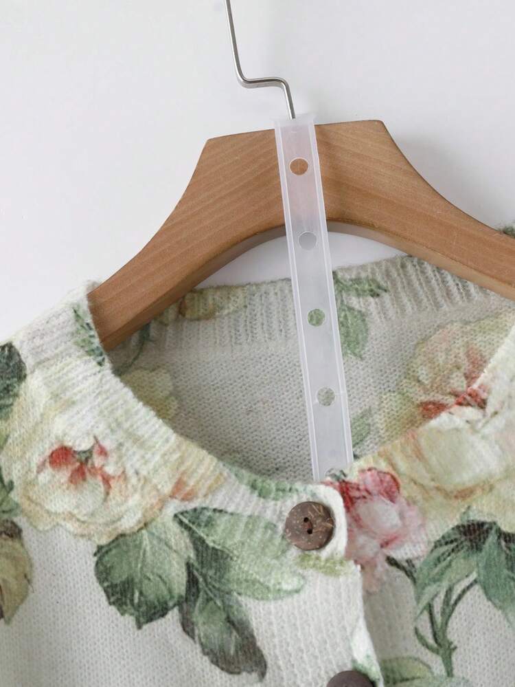 SHEIN 秋冬大码花卉印花休闲开衫 - 彩色 - 查看 5