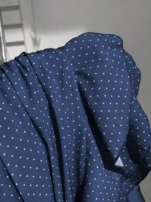 Elamini Váy ngắn xếp ly nhiều lớp thời trang thiết kế ngọt ngào chấm bi quyến rũ viền xếp nếp phong cách nghỉ dưỡng váy chữ A - Màu xanh hải quân - Xem 3