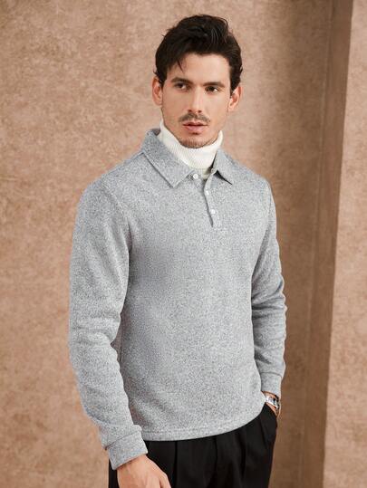 Core Aspect 男士纯色四分之一拉链长袖抓绒保暖POLO衫，秋季款