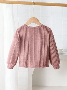 Emery Rose Kids Emery Rose Kids 年轻女孩针织毛绒罗纹铆钉圆领宽松休闲长袖保暖 T 恤，适合圣诞节、派对穿着、日常上学穿着、生日礼服、公主裙、妈妈和女儿及姐妹 - 粉色 - 查看 6