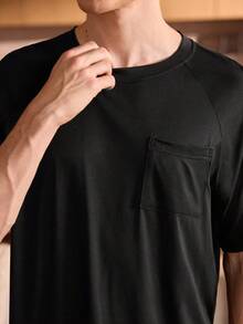 Manfinity Underwear&Sleepwear Basics Conjunto de pijama para hombre, ligero de manga corta y pantalón largo, conjunto de pijama suave y cómodo con bolsillos, otoño/invierno - Multicolor - Ver 5