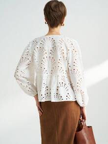 Airaco Camisa/Camiseta casual y holgada de mujer con bordado francés - Blanco - Ver 4