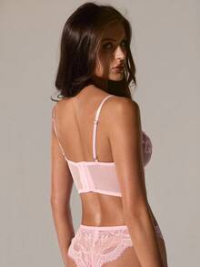 SHEIN BAE 女士浪漫花卉系列钢圈性感内衣文胸 - 粉色 - 查看 2