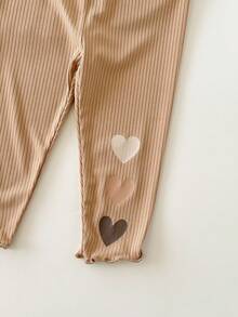 SHEIN Babygirl 休闲可爱百搭针织波点心形图案松紧腰裤（与上衣分开出售） - 彩色 - 查看 4