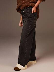 Athîral Denim 女士休闲复古阔腿牛仔裤，秋冬 - 彩色 - 查看 4