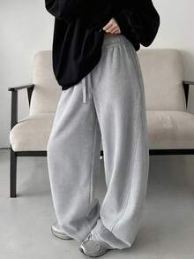 SHEIN 女士碎花印花松紧腰宽松休闲筒裤，带口袋