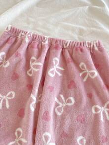 Genkimix Kids Tween Girls Pajamas Set, Flannel Butterfly & Heart Print Sleepwear, Embroidered Bow Crew Neck Long Sleeve Top Paired With All-Over Butterfly Print Pants, Soft & Cozy, Cloud-Like Comfort, Great For Christmas, Valentine's Day, Birthday, Best Friend Gifts Bow Pjs - Pink - View 7