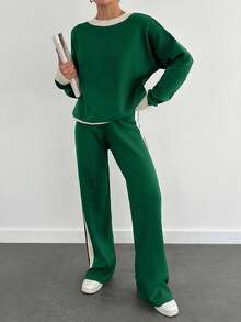 EURMUSE Thick Pullover Sweater And Trouser Casual Elegant,Petite Co Ord Set,Co Ords Sets Women,Petite Co Ord,Winter Co Ord Set,Co Ord,Loungewear Set,Knitted Co Ord Set,Petite,Winter Clothes,Two Piece Set Women - Olive Green - View 4