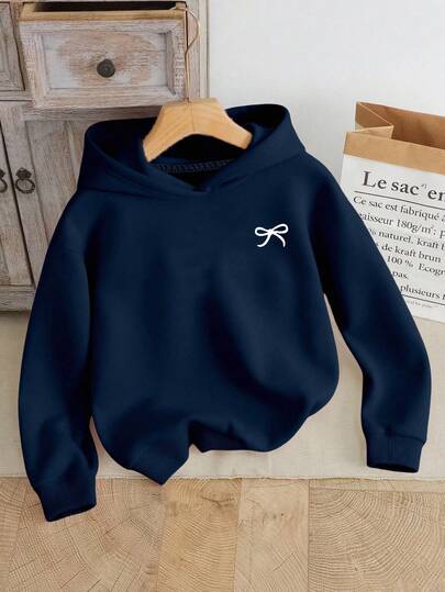 Butterfly Print Hooded Sweatshirt For Young Girls, Suitable For Autumn/Winter