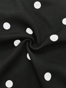 INAWLY Quần ống loe in chấm bi thời trang thanh lịch cỡ lớn - Đen và trắng - Xem 4