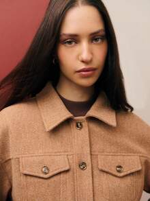 Nöista Short Brown Jacket With Button Closure, Flap Pockets And A Structured Shape, An Ideal Choice For Elegant Women's Winter Wear, Offering A Polished Layer Suitable For Formal Outfits, Christmas Events And Refined New Year Dressing. - Brown - View 7