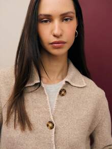 Nöista Women's Oatmeal Button-Up Cardigan With Patch Pockets,Cozy Timeless Blue And White Striped,Autumn,Casual,Office Sweater For Fall,Winter Layered Looks - Army Green - View 7