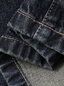 Dazy Plus Washed Distressed Loose Straight Leg Dark Wash Blue Long Jeans, Autumn