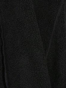 SHEIN ICON Plus Size Black Y2K Cinched Waist A-Line Faux Fur Collar Long Coat, Autumn/Winter - Black - View 14