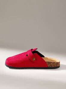 Solecia Women's Fashion Thick Sole Slippers, Round Toe With Square Buckle, Matching Shoes For Christmas