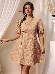 Celure Plus Size Women's Chinese New Year Chinese Style A-Line Dress