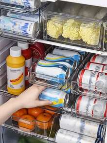 1 件罐头整理架，自动滚动罐头储存容器，适用于冰箱、橱柜、自动补充罐头储存盒，节省空间且易于携带，带盖的 2 层可堆叠饮料分配器，自动滚动啤酒汽水罐架，适用于冰箱、食品储藏室、厨房装饰、圣诞节 - 無色 - 查看 8