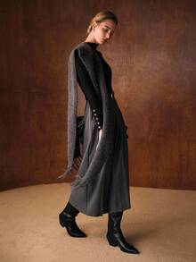 MOTF PREMIUM MINIMALIST METAL BUCKLE DECOR BASE LAYER SWEATER - Black - View 7