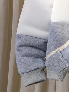 SHEIN 2 件套青少年女孩时尚休闲运动印花棒球夹克 + 撞色运动裤套装，带口袋的拉链夹克，适合日常运动、上学、通勤 - 杏色 - 查看 8