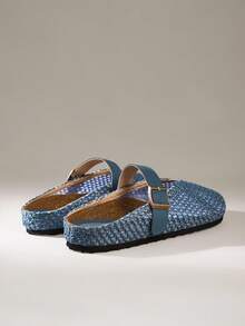 Solecia New Spring/Autumn Slip-On Flat Mule Shoes For Christmas - Blue - View 4