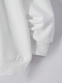 SHEIN Casuvi Kid Girls Autumn Patchwork Collar Long Sleeve Pullover Sweatshirt, Shirt Collar, Equestrian Sports Print Decor, Vintage Casual, Suitable For Daily, Sports, Vacation In Spring And Autumn - White - View 4