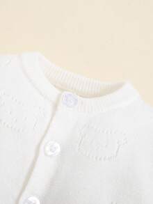 SHEIN Newborn Baby Boy Cute Bear Pattern Casual Cardigan With Round Neck And Long Sleeves,In Fall/Winter