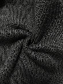 EMERY ROSE 大码V领蕾丝拼布毛衣，秋冬休闲装 - 灰色 - 查看 4