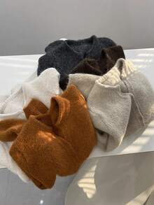 SHEIN French Vintage Oversized Knitted Cardigan Fall Winter Cloth For Women - Grey - View 3