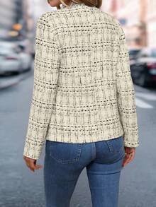 Franclia Áo khoác blazer tay dài tối giản cho nữ đi làm công sở thường ngày - Màu be - Xem 2