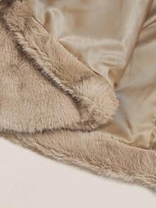 SHEIN ICON Plus Size Faux Fur Collar Jacket In Apricot, Warm Daily Wear For Autumn/Winter - Khaki - View 8