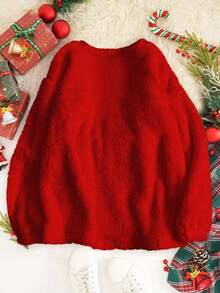 INAWLY Women's Casual Everyday Christmas Tree Embroidered Fleece Sweatshirt, Autumn/Winter