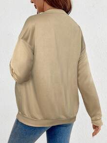 SHEIN 宽松休闲孕妇和哺乳上衣 - 杏色 - 查看 2