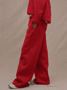 MUSERA Weite Jogginghose mit Kordelzug, Urlaubs-Airport-Lässig 90er Jahre, süß Y2K, Airport, Abschluss, Lehrer, Herbst - Rot - Übersicht 3