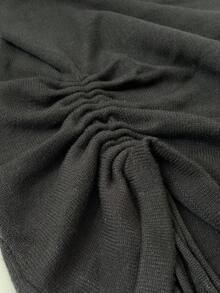 NU&NOW Plus Size Women Solid Color Cropped Lantern Sleeve Sweater And Drawstring Tube Top Knit Dress Set, Fashion