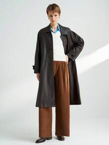 INAWLY Women's Casual Everyday Commute Simple Solid Color Corduroy Comfortable Loose Wide Leg Pants, Autumn/Winter - Brown - View 5