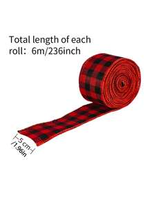 1件家居装饰红黑格子丝带氛围装饰黑白格子丝带格子布丝带，情人节装饰，婚礼装饰生日装饰