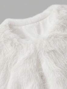 SHEIN MOD 女士时尚优雅仿皮草外套，适合秋冬季节、感恩节、圣诞节、新年、圣诞派对等场合，尽显优雅气质。 - 米色 - 查看 4