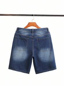 Chillumni Men's Contrast Color Pocket Casual Versatile Denim Shorts - Dark Wash - View 2