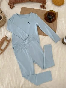 DAZY Young Girls Round Neck Embroidered Knit Loungewear Set, Fall - Multicolor - View 7