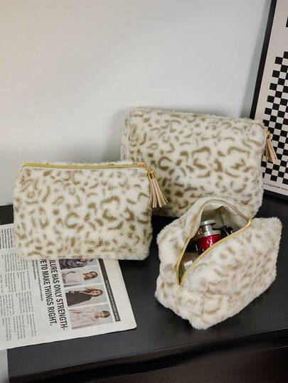 Large Capacity Multifunction Travel Toiletry Bag Leopard Print Cosmetic Bag Portable Skincare And Toiletries Bag Pencil Case Makeup Brushes Storage Bag Women Handbag Makeup Pouch For Lipstick, Makeup, Compact, Travel Storage Organizer, Large Capacity Makeup Pouch For Brushes, Skincare, Summer Travel, Vacation Home Bathroom Decor Holiday Makeup Organizer Bathroom Accessories Back To School