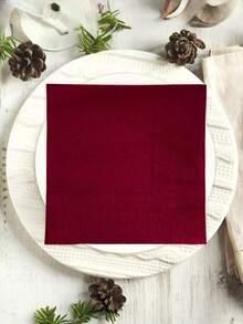 20pcs/40pcs/60pcs 2-Ply Soft Burgundy Colored Disposable Napkins, 33cm*33cm, For One-Time Party Lunch, Guest Towels, Decorations, Birthday, Wedding Anniversary, Graduation Party - Burgundy - View 1