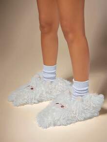 Solezae Women's Fashionable Cozy Plush Teddy Slippers - Beige - View 7